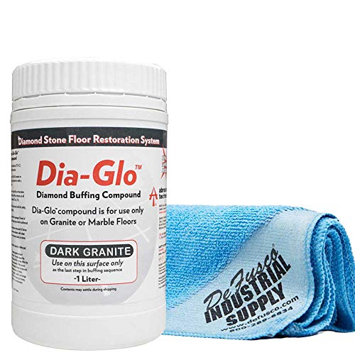 Dia-Glo (Diaglo) Dark Granite 1QT, Stone Granite Floor Polishing Compound - 16x16 Microfiber Cloth - Bundle - 2 Items