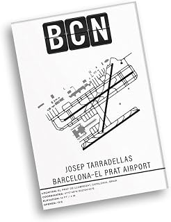 Modern Poster of BCN Josep Tarradellas Barcelona–El Prat Airport | 11x17 12x18 16x24 24x36 Unframed Wall Art | Minimal Traveler Print for Gift | Minimalist Home Office Decor