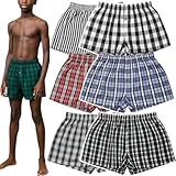 ToBeInStyle Boys' Multipack Tartan Plaid Boxer Shorts w/Button Fly - 6 Pack: Assorted - 8-10 Years