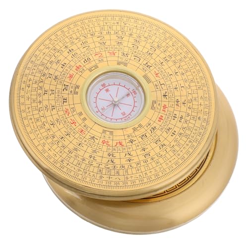 Brújula exterior de cobre portátil con tapa 9.5 cm estilo Feng Shui miniatura 1