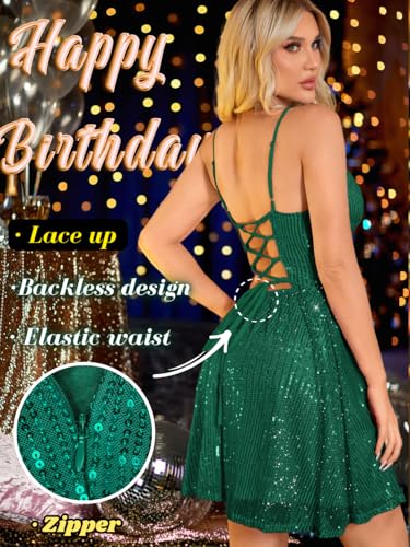 Image of Kaei&Shi Sexy Sequin Dress,Deep V Backless Corset Dresses,Glitter Sparkly Outfits for Women Birthday Party Cocktail Nye