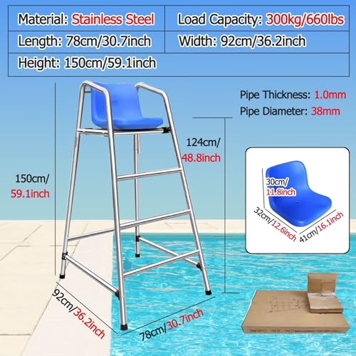Silla salvavidas para piscinas con escalera de acero inoxidable miniatura 2