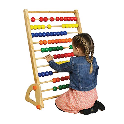 Constructive Playthings - WOW-04 Giant Standing Abacus, Oversized Wood Counting Frame for Kids Constructive Playthings - WOW-04 Giant Standing Abacus, Oversized Wood Counting Frame for Kids