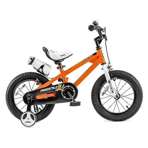 Image of RoyalBaby Bicycle for Kids Cycle for 3-5 Years Boys & Girls 14 Inch | Training Wheels | Adjustable Seat | 1 Year Warranty | Orange