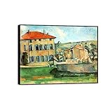 Paul Cezanne Tableau,Impression sur Toile,Maison et Ferme,Reproduction Tableaux Célèbre,Affiche sur Toile Encadrée,Tableau Décoration Murale Salon Moderne 90x117cm-35x46in Cadre Noir