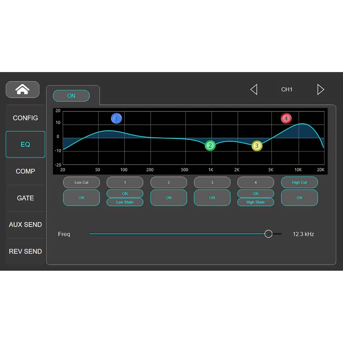 Mezclador digital Thornton DM08X, 8 canales, pantalla táctil, interfaz de audio USB, DSP, control Wi-Fi, Bluetooth