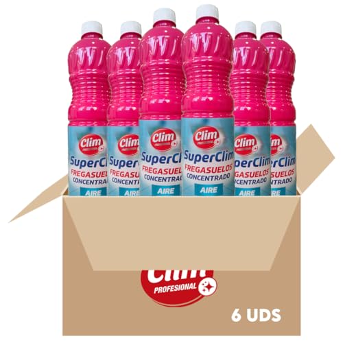 Clim Profesional 6 Fregasuelos Superclim Extra Concentrado Todo tipo Suelos | Aroma Aire Muy Duradero | Botellas de 1 litro.