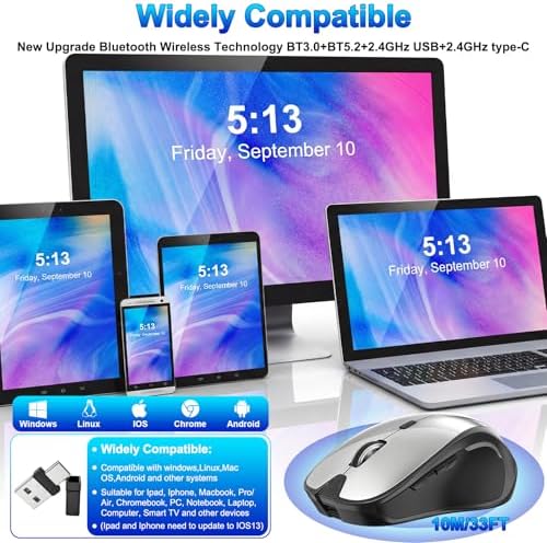 Mouse for MacBook Wireless Bluetooth Laptop Mac Pro Air Mice with Jiggler - 1