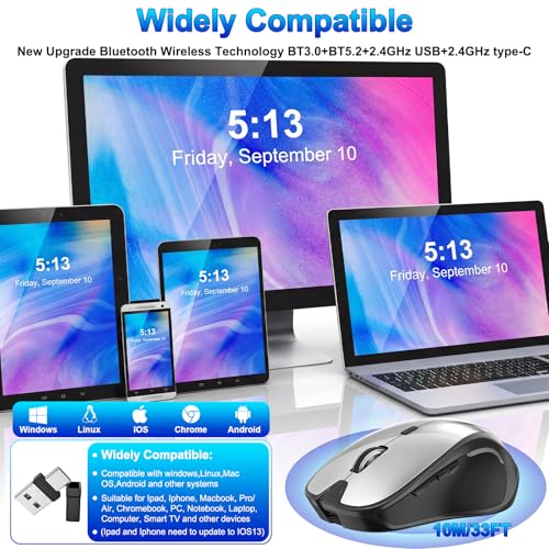 Mouse for MacBook Wireless Bluetooth Laptop Mac Pro Air Mice with Jiggler