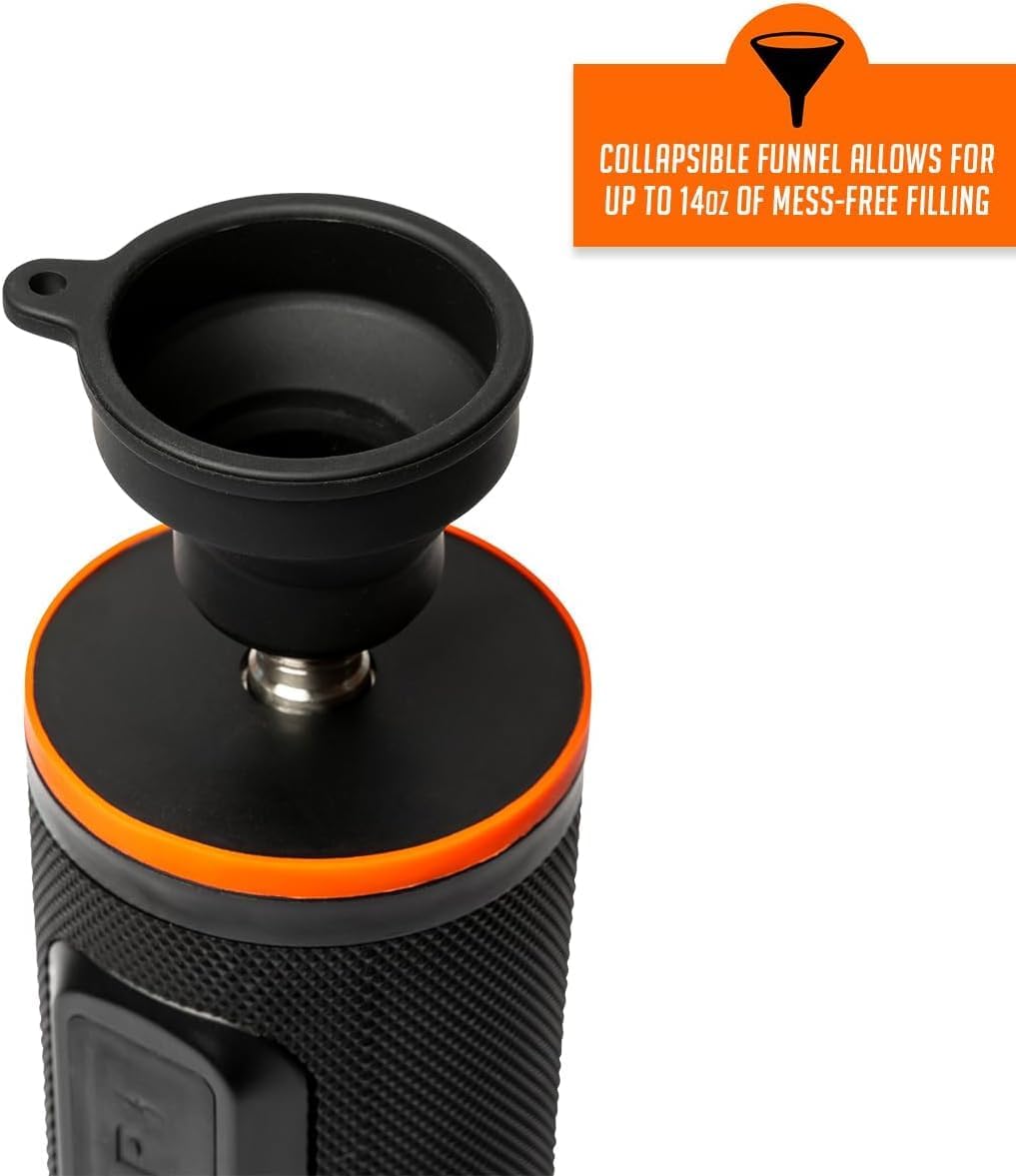 Speaker Flask, Golf Speaker Style Magnetic Flask, 14 oz Stainless Steel Liner, Strong Cart Magnet Leak-Resistant Lid with Magnetic Hold, Funnel Included, Golf Gift for Men