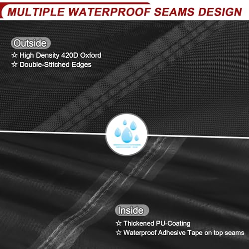 LAMUNI V-Shaped Garden Furniture Cover Waterproof Garden Sofa Covers 420D Oxford Rattan Corner Sofa Cover L-Shape Garden Corner Covers Outdoor Corner Sofa Cover with Air Vent, 235x235x100x90/65cm - Image 3