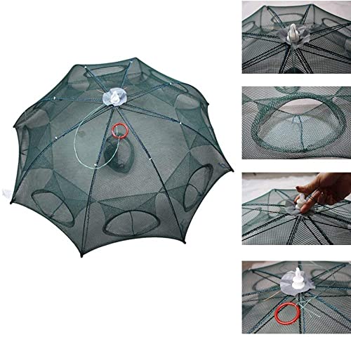 Image of Bolt Portable Folding Fishing Net - Fish Crab Shrimp,Minnow, Crayfish, Crab Cage Trap 8 Side Automatic Folding Umbrella Type Fishing net