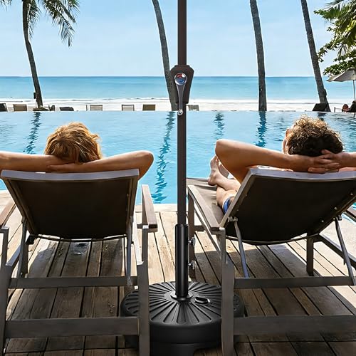 AreShark 81.5lb Max Capacity Patio Umbrella Stand, Outdoor Umbrella Base Water Filled Stand, Market Patio Outdoor Heavy Duty Umbrella Holder (Black) - Thumbnail 7