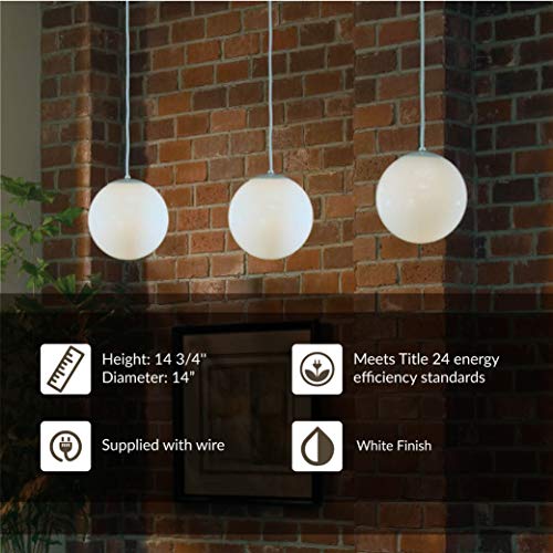 Generation Lighting 6024-15 Leo - Hanging Globe Contemporary One - Light Pendant Hanging Modern Fixture, White Finish - Image 4