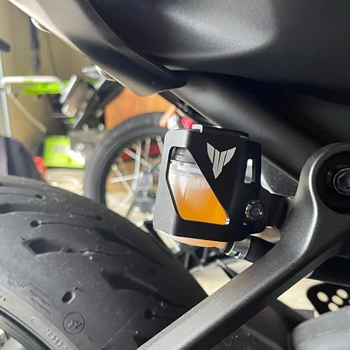 Für MT 07 09 10 25 MT07 2025 2026 Zubehör MT09 MT10 SP 2024 2023 2022 2021 MT25 MT 125 FZ09 FZ07 Motorrad Bremsflüssigkeitsbehälter Schutzabdeckung Öltanks Hintere Bremse MT-07 MT-09 MT-10 (Schwarz)