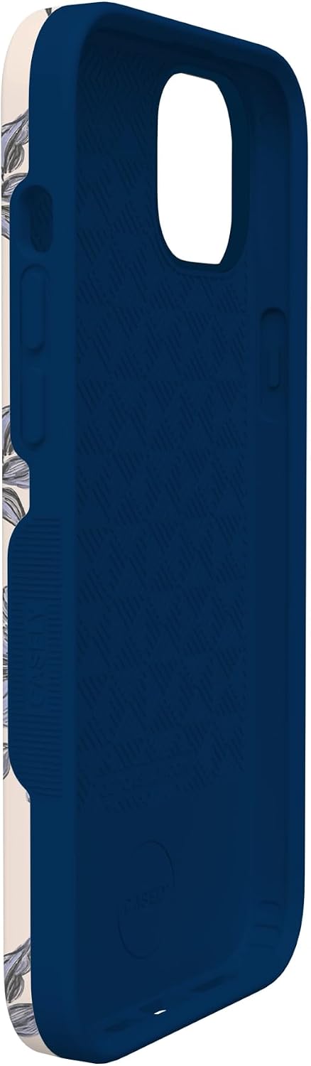Casely iPhone 14 Case | Ink & Iris | Vintage Floral | Bold Protective Design | Compatible with MagSafe