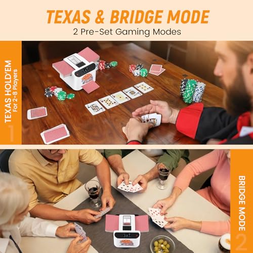 Image of Automatic Card Shuffler and Dealer + 4 Remote Controller | For 12 Players with Texas Holdem & Bridge Model Rechargeable Card Calling for Blackjack Family Party