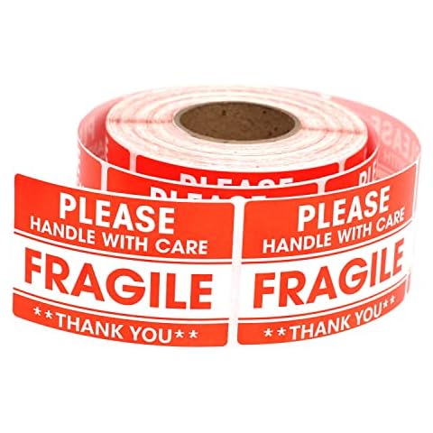 500 Fragile Stickers, 2" x 3" Red Warning Label Fragile Shipping Label for Packing Strong Adhesive Sticker Handle with Care Cover