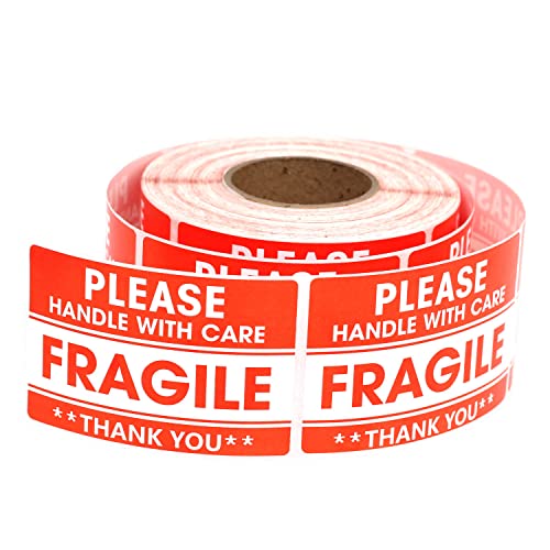 500 Fragile Sticker, Paketaufkleber Aufkleber Zerbrechliche Warnetiketten Umzugsetiketten Vorsicht Selbstklebend für Warensendungen 50mm x 76mm