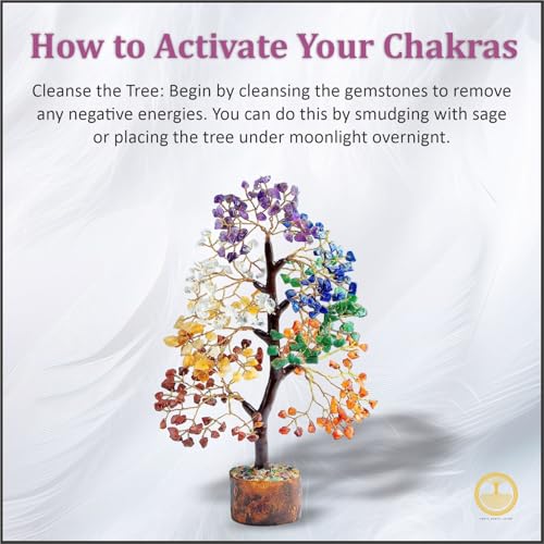 Image of Jayshree Om VedicVastu 300 Beads Seven Chakra Tree - Gift for Positive Energy & Healing | Feng Shui Seven Chakra Tree of Life with Crystals and Stones| Home Decor for Living Room and Spiritual Spaces