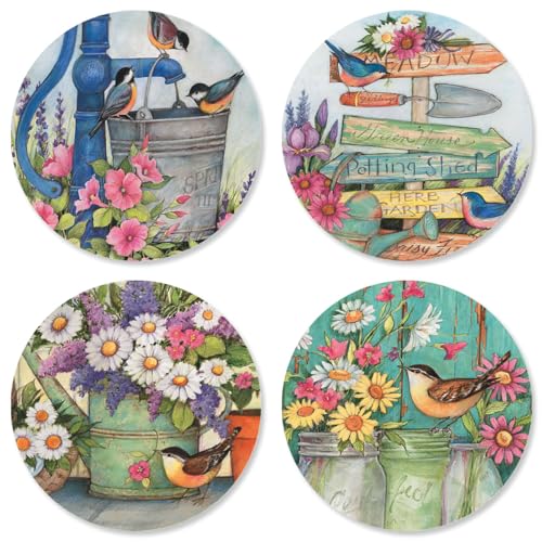 Garden Signs Birds & Flowers Envelope Seals - Set of 144 1-1/2" Diameter Self-Adhesive, Flat-Sheet Flower Sticker Seals