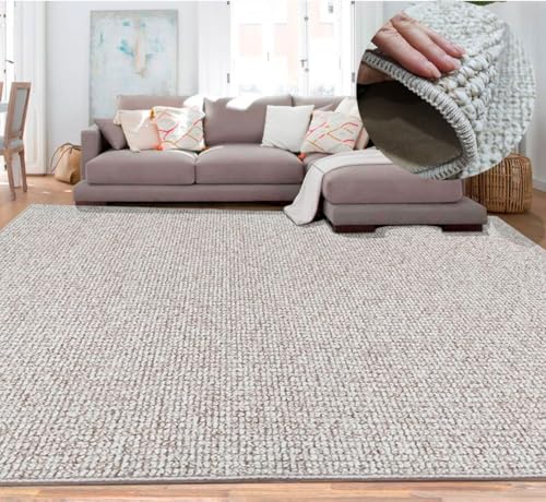 Tadi & Imperio1979 Alfombra recibidor,Alfombra bucles Grandes, Alfombra Grande, Alfombra Entrada, Alfombra Dormitorio-Disponible en Beige - 200x300 cm