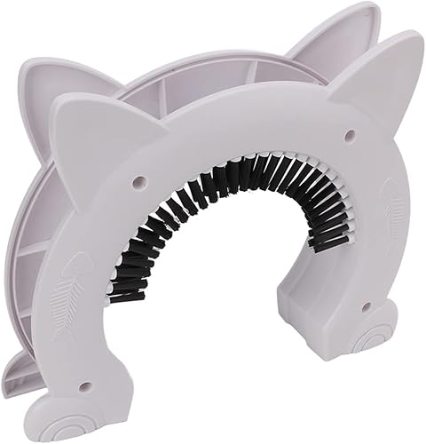 Miniatura 3 de Puerta interior para gatos, diseño silencioso profesional ABS puerta grande para gatos en interiores con cepillo para el cuidado del gato (blanco)