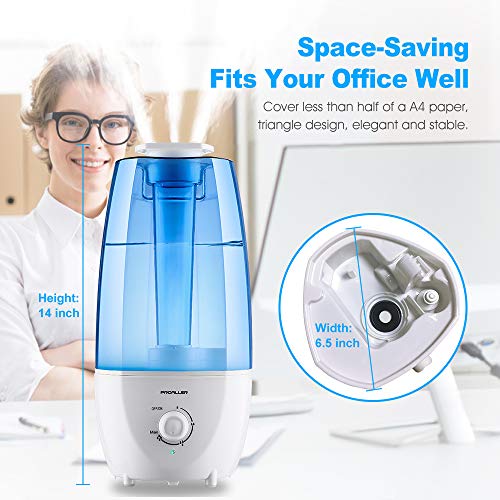 PROALLER Ultrasonic Cool Mist Humidifier Oil Diffuser Vaporizer, 3L/0.8 Gal for Bedroom, Baby, Home, Office, Filter Free, Waterless Auto Off, Portable