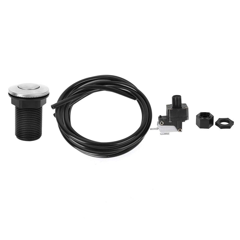 Kit de commutateur de bouton de tuyau d'air Interrupteur à poussoir activé par air pour baignoire d'élimination des ordures Convient pour la cuisine Élimination des ordures alimentaires Chauffe-eau él