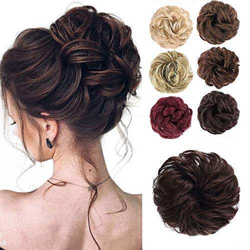 Messy Bun Hair Piece Scrunchy Hair Extensions Tousled Updo Ponytail With Synthetic Hair Elastic Rubber Band Accessories Dark Chocolate Brown