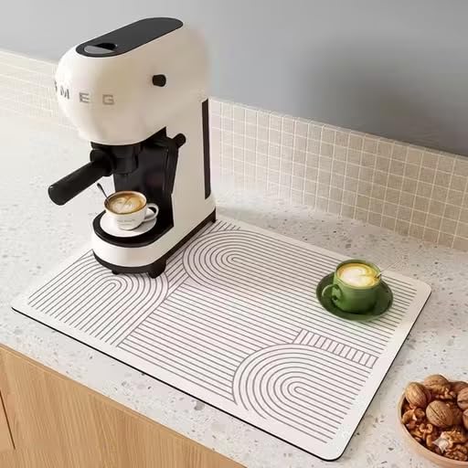 Absorbent Kitchen Drying Mat for Cups & Dishes | Anti-Slip Waterproof Coffee Mat for Kitchen Counter, Dining Table & Heat Resistant Placemat Use (White)-image-13