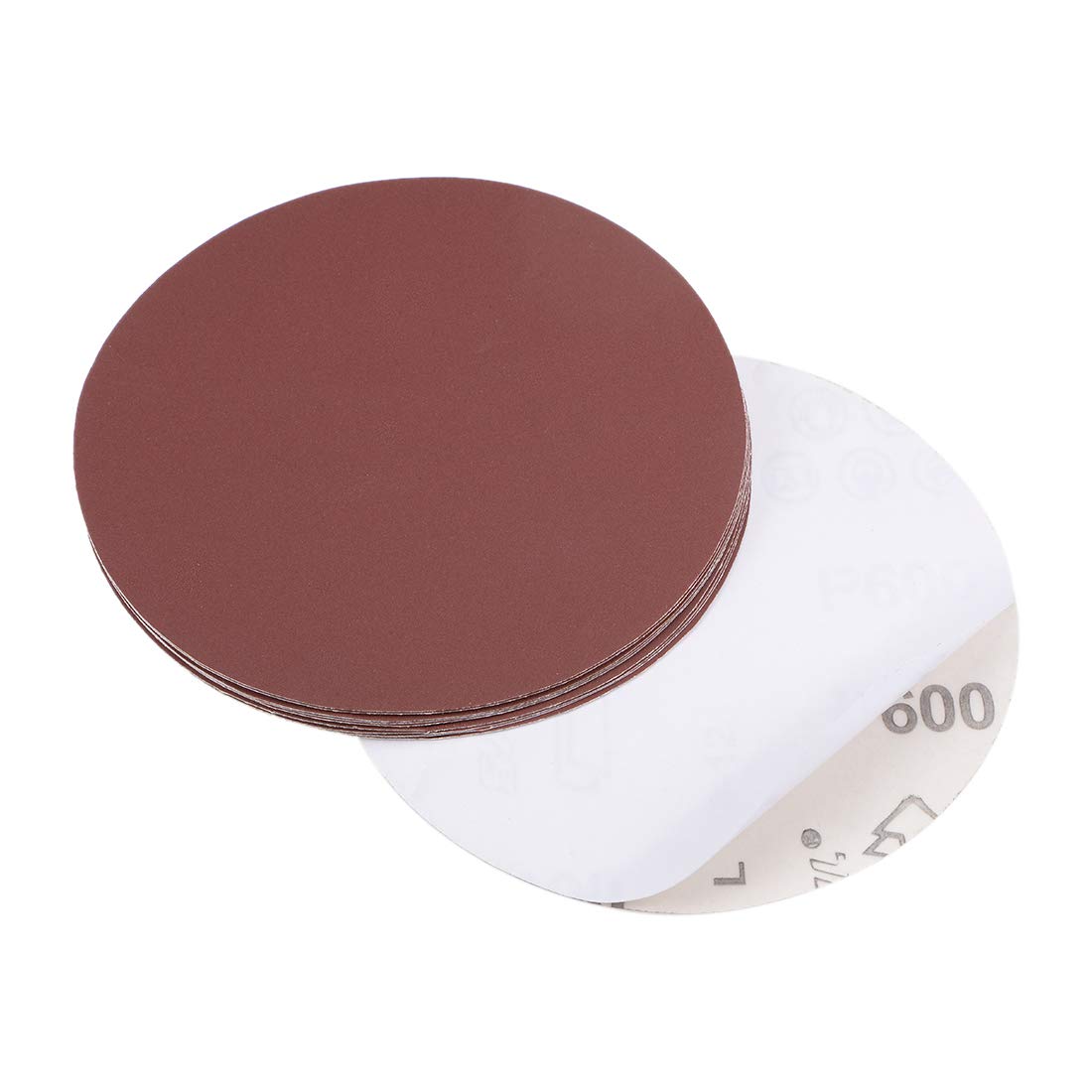 sourcing map 5-Inch PSA Sanding Disc Aluminum Oxide Adhesive Back Sandpaper 600 Grit 10 Pcs — image 1