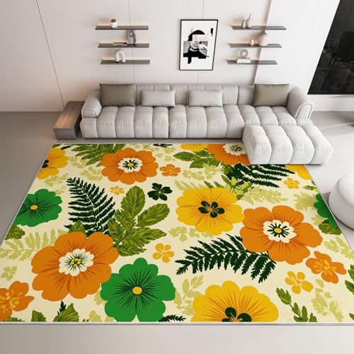 Area Rugs 4' x 6' Vintage Plants Floral Leaves for