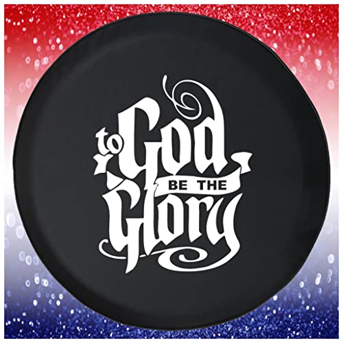 Large Spare Tire Cover - God be The Glory Jesus Christian Black 35 Inch