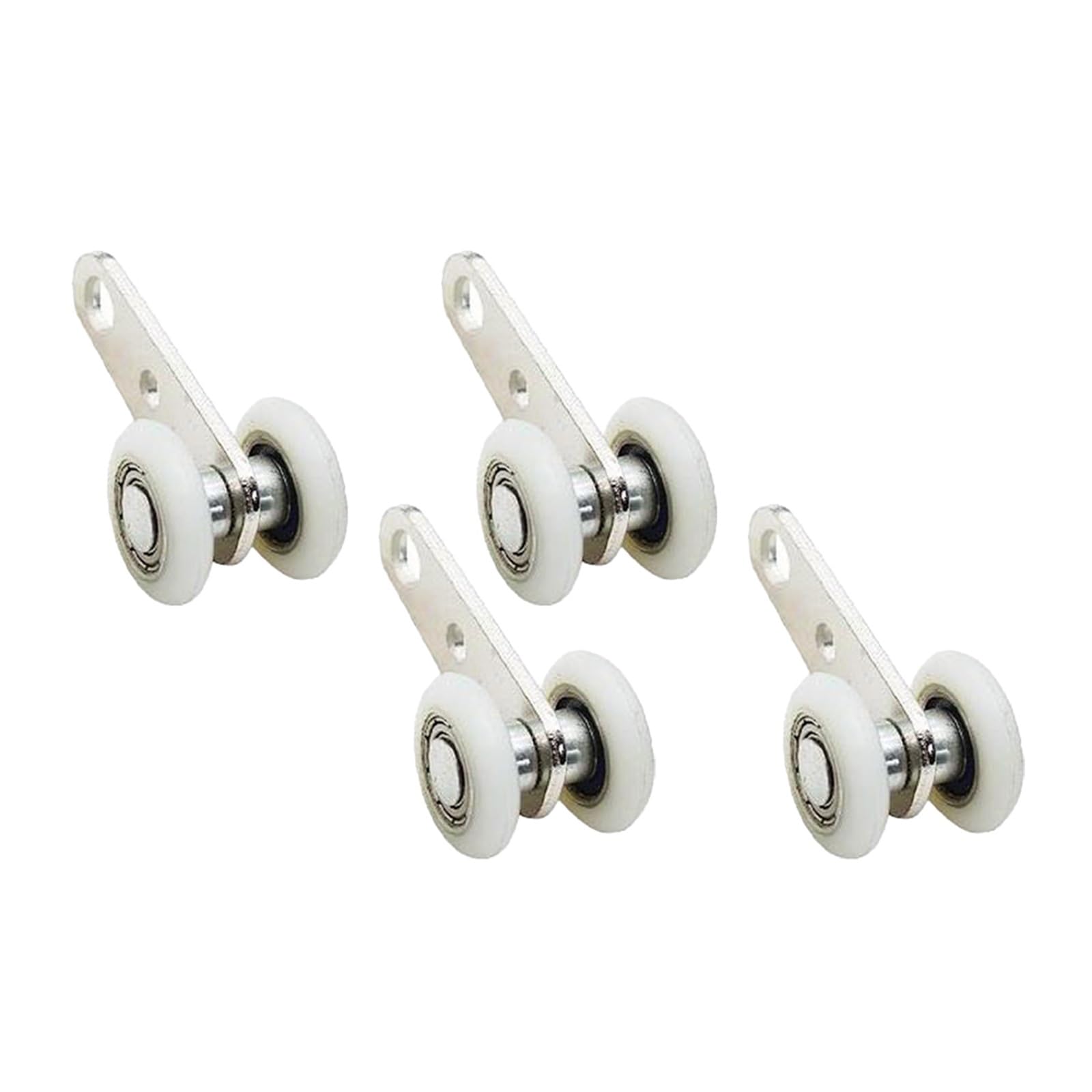PUYUNA Sliding Closet Door Roller Kit, 2/4pcs Metal Bearing Pulley Block with Two Plastic Wheel for Wardrobe Cupboard Window Cabinet(A 4PCS)