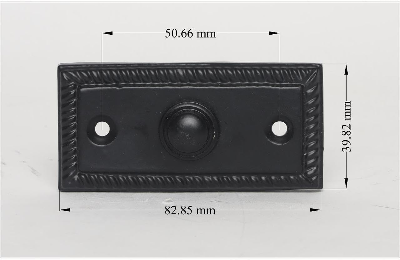 Skandh Iron Doorbell Chime Push Button Black Powder Coated Vintage Decorative Door Bell with Easy Installation 3.5" X 1.5" Inch