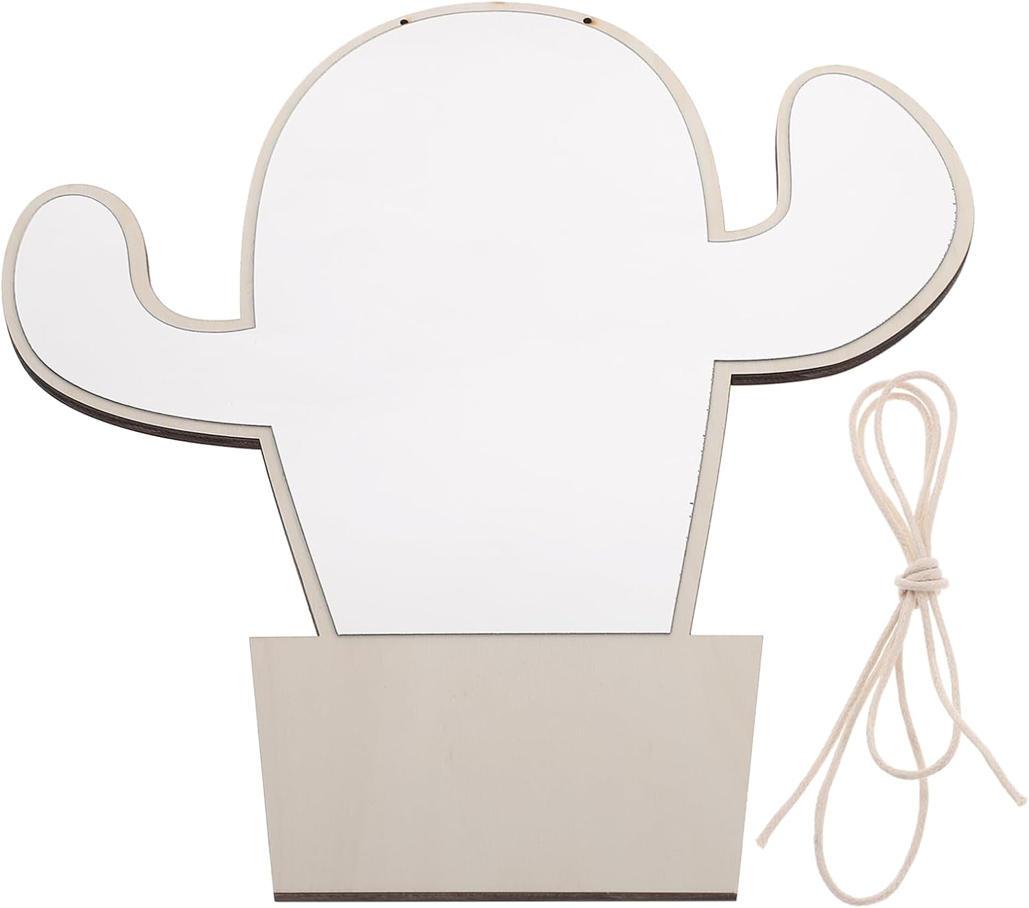 Cactus Shape Wooden Mirror for Decor Safe Easy to Install Shiny and Design for Nursery and Playroom Decoration Khaki