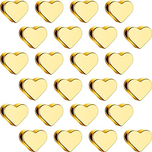 Hicarer 300 Pieces Heart Shaped Metal Loose Beads Small Hole DIY Beads for Making Bracelet Necklace Earring Accessories Handmade Charms(Gold) by Hicarer - Used condition - US$8.09
