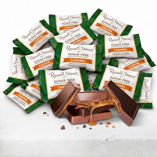 Image of Sugar Free Caramel Premium Chocalate candy - 1 lb (16 oz, 32 Pcs) Bulk - Individually Wrapped Zero Sugar Caramel Dark Chocolate Car - Diabetic Sugar Free