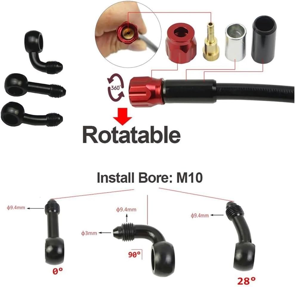 for ATV Pit Dirt Street Racing Bike Stainless Steel Braided Rotatable Banjo Motorcycle Brake Hose Oil Tube Line Brake