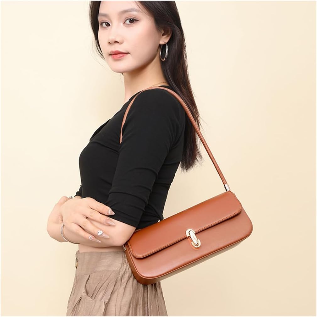 Small Shoulder Bag for Women Vintage Leather Tote Clutch Purse Trendy Retro Mini Hobo Handbag Underarm Bag - Image 2