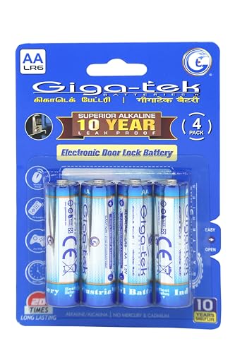 Giga-tek Electronic Door Lock : AA Alkaline Batteries - Pack of 4