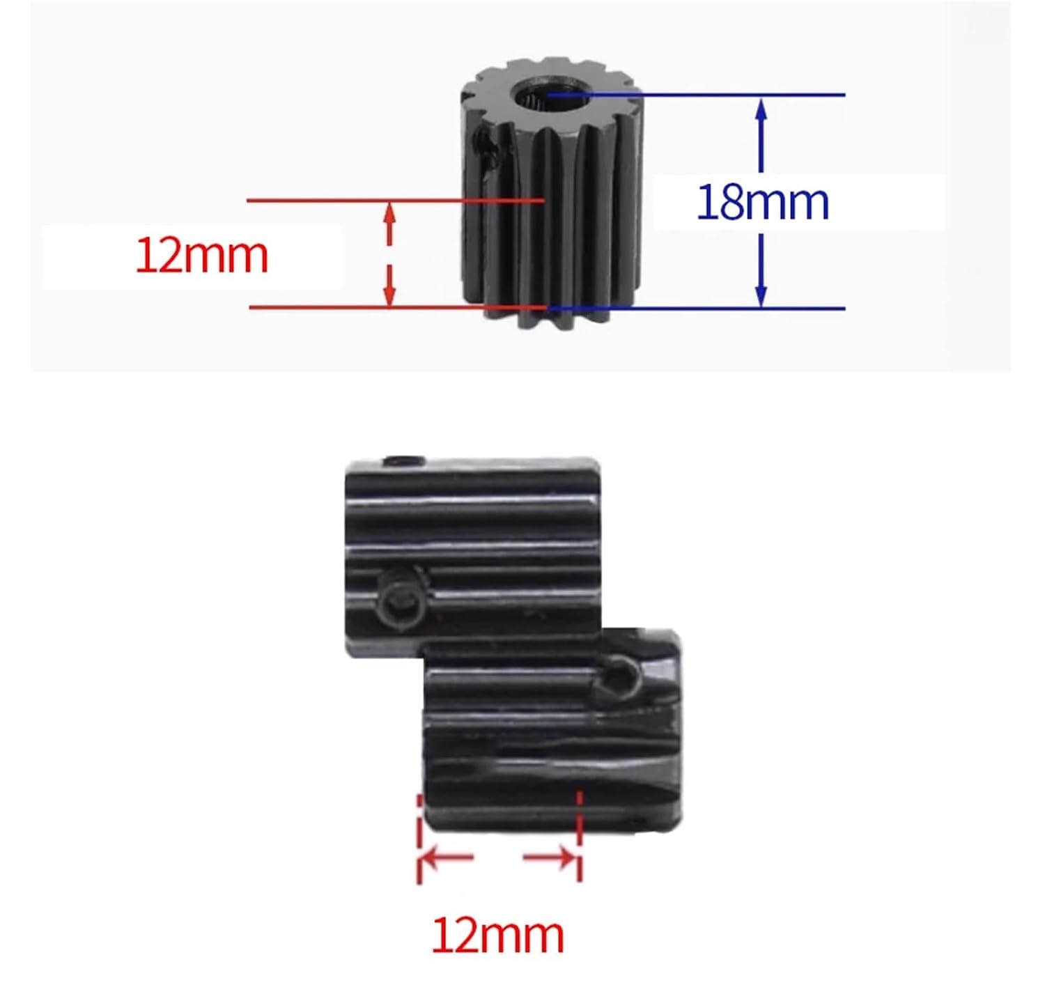 2Pcs M1 5mm 10T 11T 12T 13T 14T 45# Steel Metal Pinion Motor Gear Hole 4/6/6.35/7/8mm(6.35mm,2PCS 1M13T)