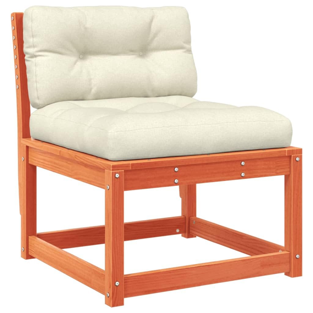 Canapé de jardin sans accoudoirs vidaXL marron cire avec coussins pour terrasse