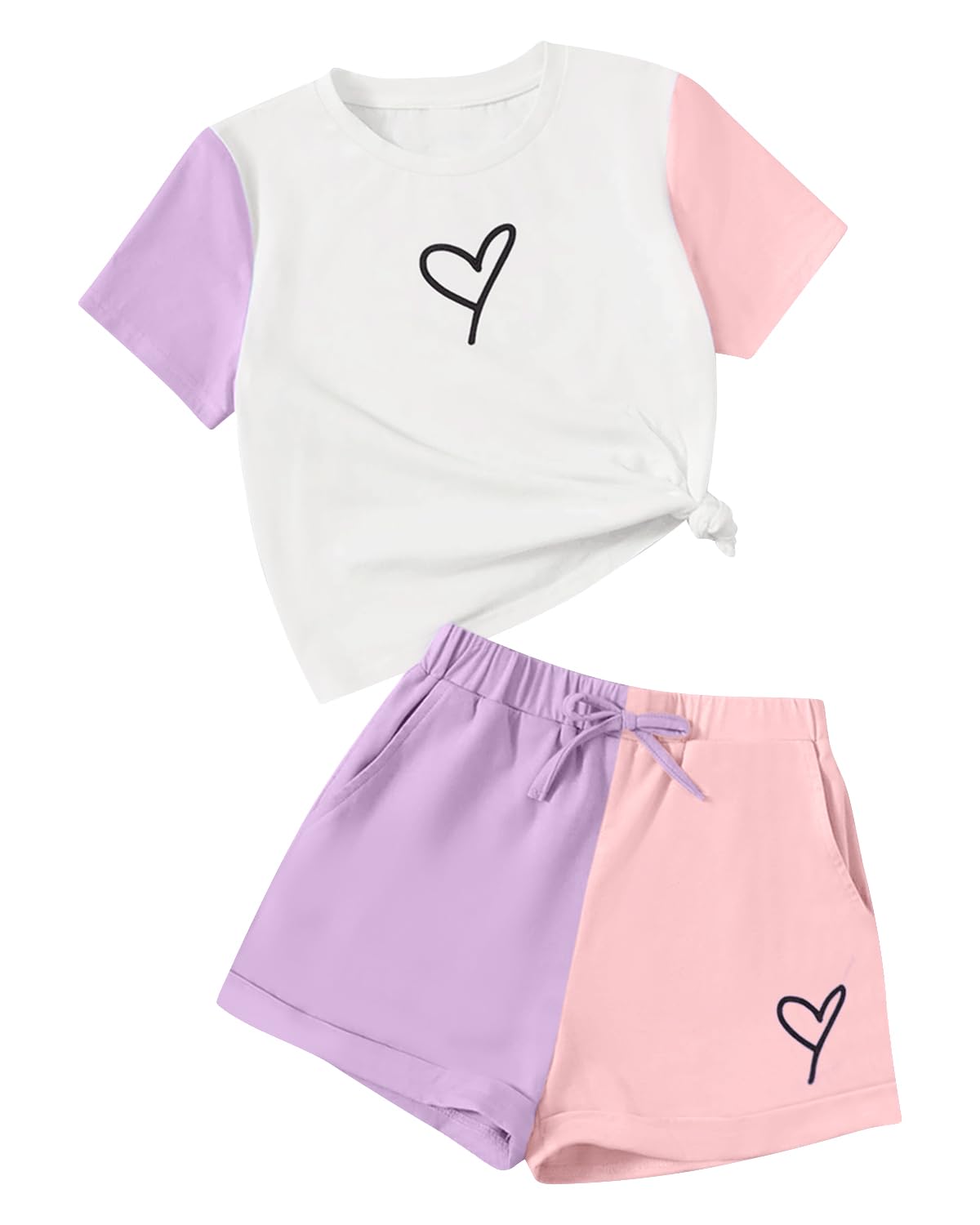 Toddler Kids Girl Clothes Floral Letter Graphic Top + Shorts 2PC Girls Summer Short Set