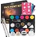 Adi's&Guy's Face Paint Kit for Kids - 58 pcs. Set with Water Based - Quick Dry - Non-Toxic Sensitive Skin Paints - Glitters - Sponge Applicators - Professional Paint Brushes - Stencils
