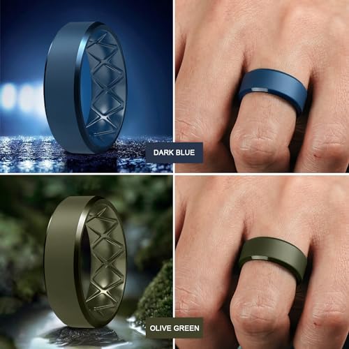 Egnaro Silicone Ring For Men 9mm Wide 2.5mm Thick, Rubber Wedding Bands Ergonomic Breathable Design, Flexible Engagement Rings3
