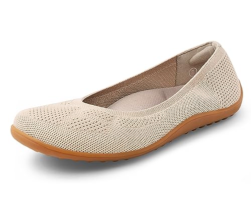 Arromic Wide Toe Box Ballet Flats Shoes for Women Slip on Knit Dressy Shoes Washable Soft Ballerina Lightweight Ladies Walking Flat