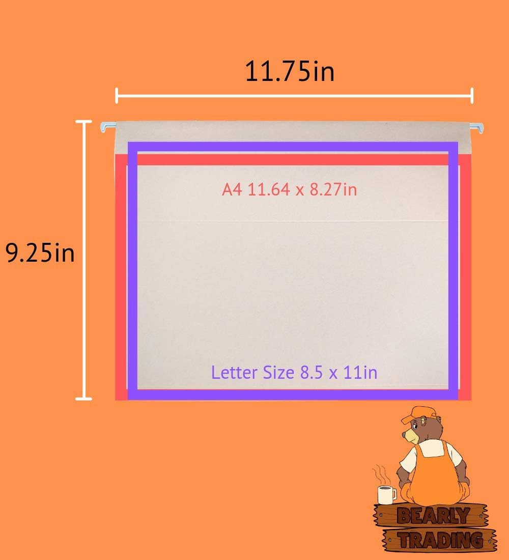 Linen File Storage Box Includes 10 A4 Hanging Files - Collapsible Easy Filing Organizer with Lid - Steel Glides Fit Perfectly (A4 / Letter Size)