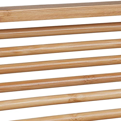 Relaxdays Badewannenablage Bambus, 69 cm breit, ausklappbare Füße, Badewannenbrett mit Seifenablage, Wannenablage, Natur